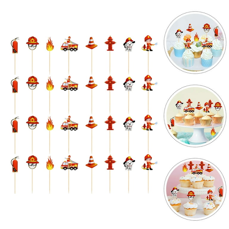 Fire Truck Cupcake Toppers_ Creative Party Ideas