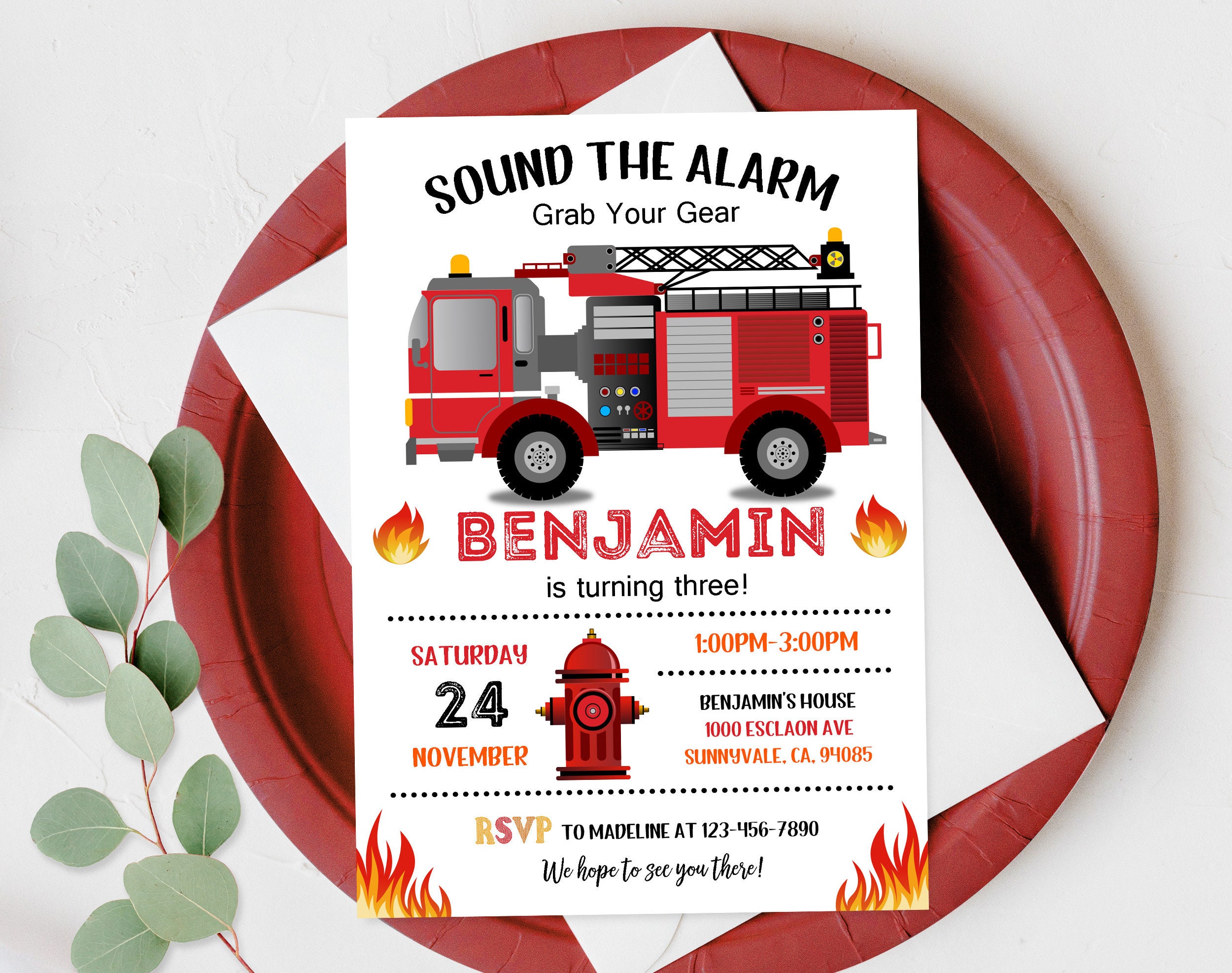 Fire Truck Birthday Party Invitations _ Custom Designs & Ideas