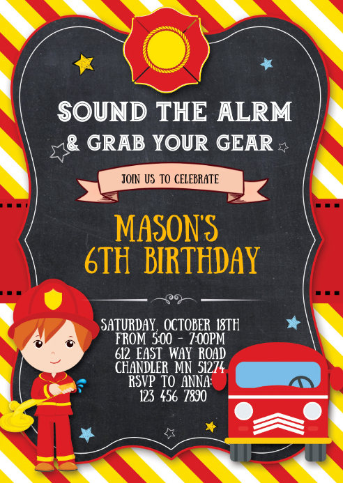 Fire Truck Birthday Party Invitations _ Custom Designs & Ideas