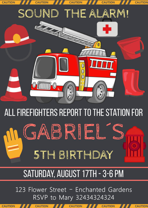 Fire Truck Birthday Party Invitations _ Custom Designs & Ideas