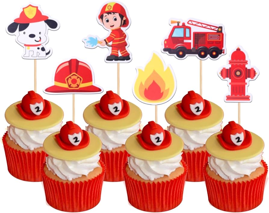 Fire Truck Cupcake Toppers_ Creative Party Ideas