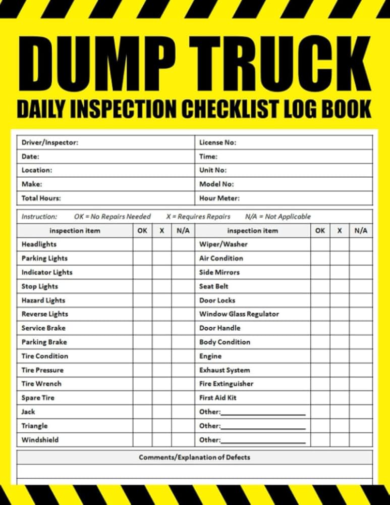 Complete Dump Truck Pre Trip Inspection Checklist for Drivers