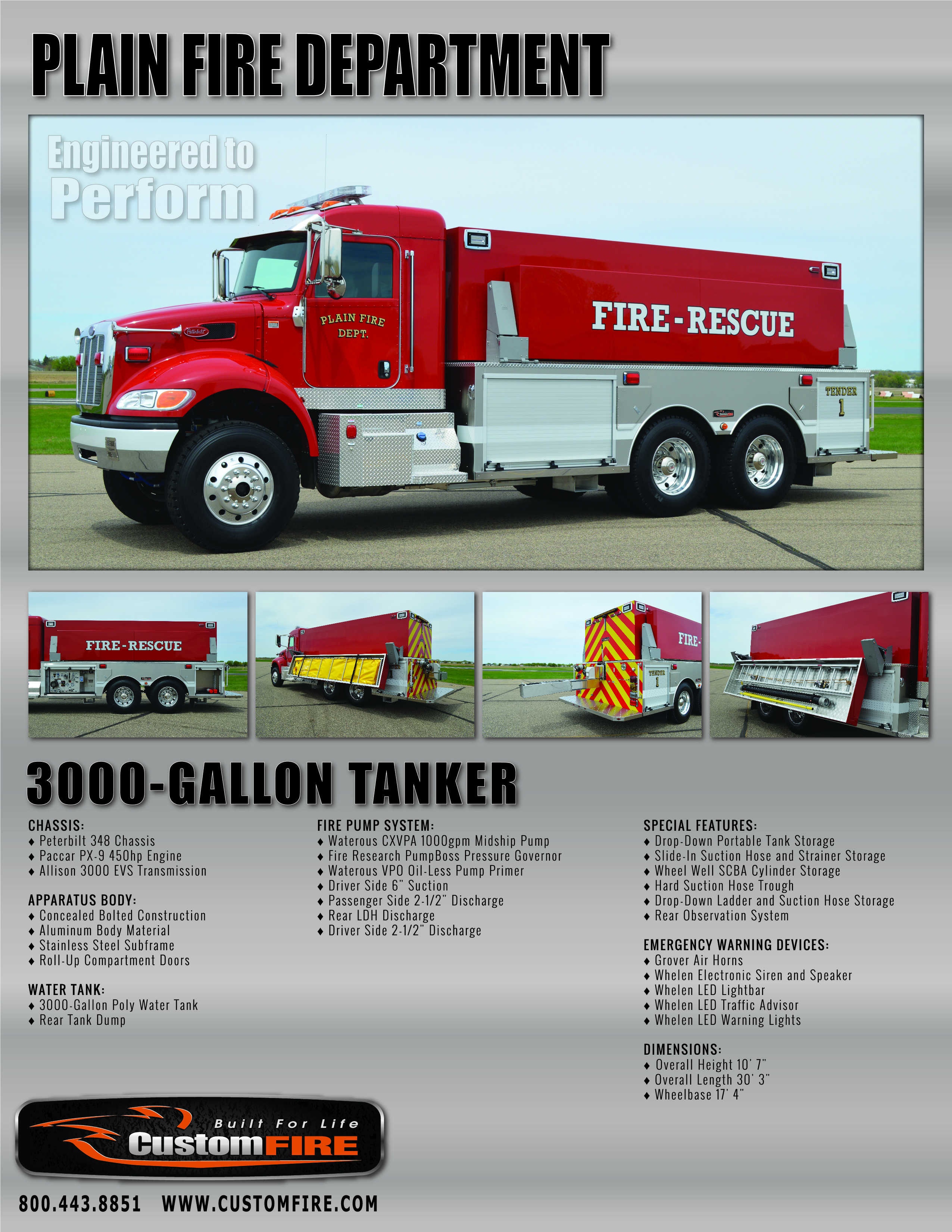 3000 Gallon Fire Tanker Specifications and Performance Data